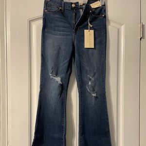 High rise flare dark jeans